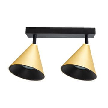 Dvostruki stropni reflektor na traci, zlatni konusni, za dnevni boravak i kuhinju, 2xGU10 10W CONE Milagro