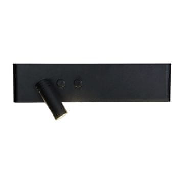 Moderna zidna svjetiljka za čitanje, crna, lijeva, neutralna boja, LED 10W+3W, pomični vrh, prekidač, RESORT Milagro