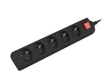 Lanberg produžna traka 1,5 m crna 5x 230 V PL, s prekidačem, kabel od punog bakra