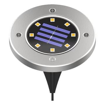Solarna vrtna svjetiljka za pod, srebrna, okrugla, Ø11,5 cm, za terasu, topla boja, LED, 0,06 W, IP44, DECK Eko-Light