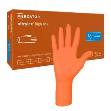 Nitrylex High Risk M narančaste nitrilne rukavice 100 kom