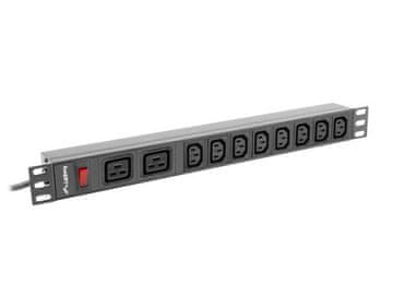 Lanberg produžni kabel za RACK 1U 16A PDU 19" 2x C19, 8x IEC C13 2m crni C20