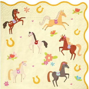 PartyPal Papirnate salvete KONJI Konji Poniji Konj za rođendan 33x33cm 10 kom.