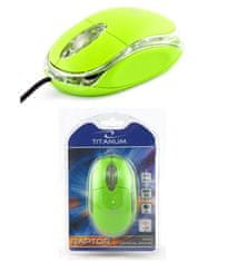 Titanum Žičana miš Titanum 3D RAPTOR TM102G optička, zeleno-prozirna