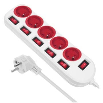 Maclean Produžni kabel Maclean MCE204 R/W, 5 utičnica s prekidačima, 250 V AC/10 A, 1,5 m