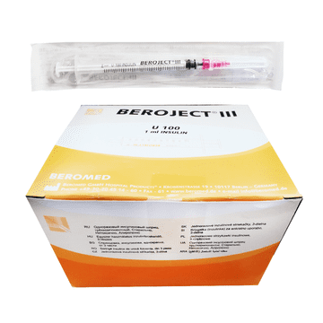 BE Inzulinska šprica s zamjenjivom iglom 1ml U-100 G29 (0,33X13) 100 kom