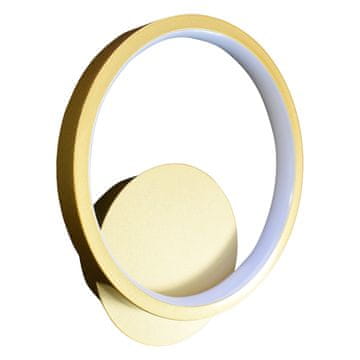 Moderna vertikalna zidna prstenasta lampa Ø20cm neutralne boje LED 7W zlatna HOOP Milagro