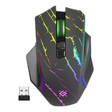 Defender Bežični miš Defender URAN GM-503 optički 3200 dpi crni rgb akumulator 8 tipki gaming