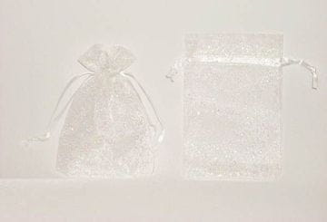 Platnena vrećica 2750 bijela šljokica 15x11cm - 12 kom. Tort-0074