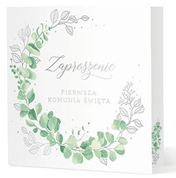 Pozivnica za prvu pričest, eukaliptus, srebro, 10 kom. 132586