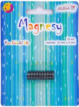 Aliga Magnesy Czarne Okrągłe Biurowe Lodówkę 10mm 10szt.