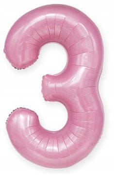 Folija balon broj 3 TRI ružičasti pastelni 100 cm
