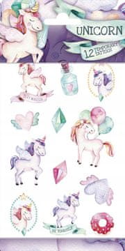 Tatuaże Zmywalne Tymczasowe JEDNOROŻEC Unicorn Pastelowe Urodziny 12szt.