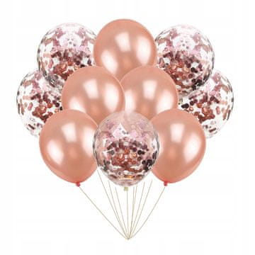 PartyPal Zestaw balonów golden rose konfetti 12cali 10szt.