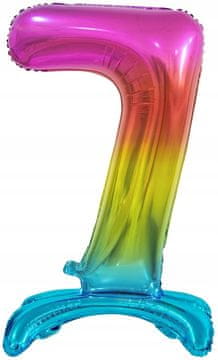 GoDan Balon foliowy B&C Cyfra stojąca 7,tęczowa 74 cm