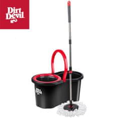 Dirt Devil Komplet za čišćenje podova i površina, 360° rotirajući mop, kanta 16L, ultra lagan, izdržljiv, crno-crveni