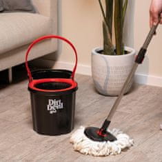 Dirt Devil Komplet za čišćenje podova i površina, 360° rotirajući mop, kanta 16L, ultra lagan, izdržljiv, crno-crveni