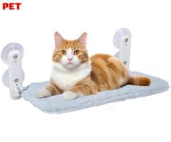 PET Comfort krevet / viseća mreža za mačke, prostrana, čvrsto pričvršćivanje na prozor / zid, mekana površina, 52x32x10cm, siva