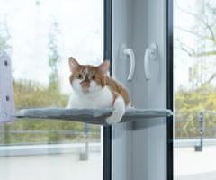 PET Comfort krevet / viseća mreža za mačke, prostrana, čvrsto pričvršćivanje na prozor / zid, mekana površina, 52x32x10cm, siva