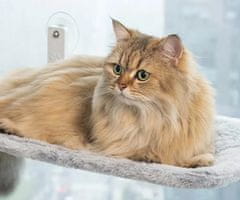 PET Comfort krevet / viseća mreža za mačke, prostrana, čvrsto pričvršćivanje na prozor / zid, mekana površina, 52x32x10cm, siva