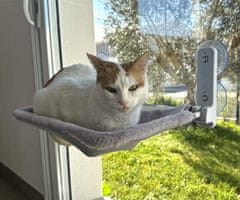 PET Comfort krevet / viseća mreža za mačke, prostrana, čvrsto pričvršćivanje na prozor / zid, mekana površina, 52x32x10cm, siva