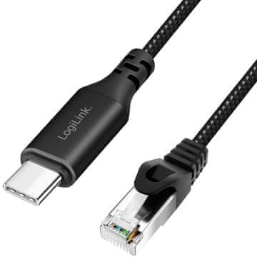 LogiLink USB C na RJ45 Ethernet kabel 2 m Gigabit 1 Gbps