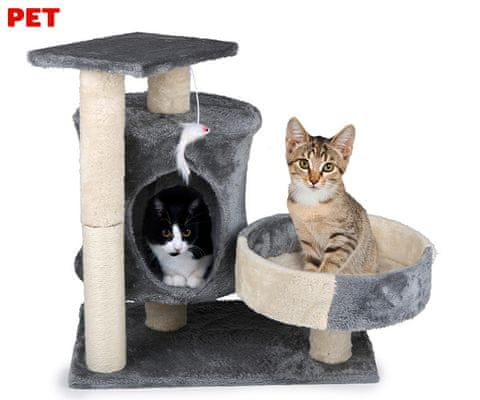 Pet Toys mačje stablo 2 razine sivo-smeđe
