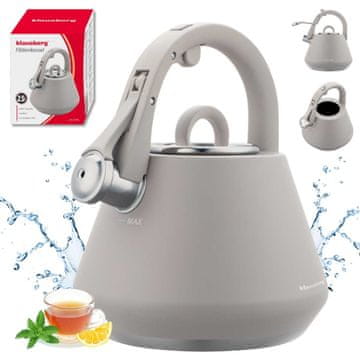 KLAUSBERG ČELIČNI KUHALO ZA VODU S ZVIŽDALJKOM 2,5 L KB-7949 SIVI