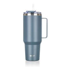 Banquet ČELIČNA TERMO ŠALICA 1200 ml S RUČKOM I SLAMKOM BANQUET TWAIN SIVA