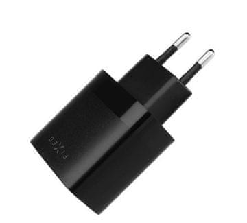 FIXED Mrežni punjač 17W Smart Rapid Charger, 2× USB + USB-C Cable 1 m – Black
