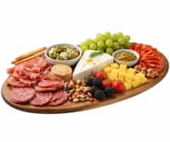 Alpina Daska za serviranje i rezanje XXL, ovalna, izdržljivo drvo, jednostavno čišćenje, 65x26x1,5cm, smeđa