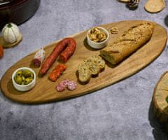 Alpina Daska za serviranje i rezanje XXL, ovalna, izdržljivo drvo, jednostavno čišćenje, 65x26x1,5cm, smeđa