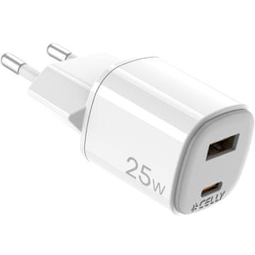 CELLY GaN USB punjač 25W USB C PD + USB A