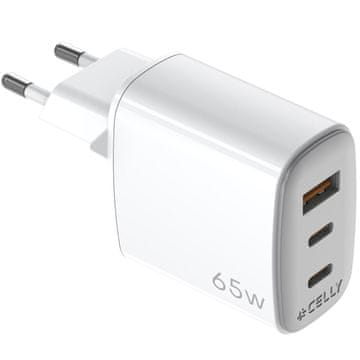 CELLY GaN USB punjač 65W 2xUSB C PD + USB A