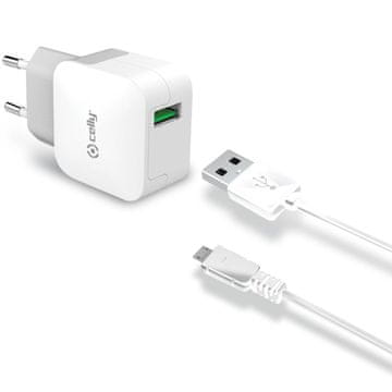 CELLY USB zidni punjač 2.4A s MicroUSB kabelom