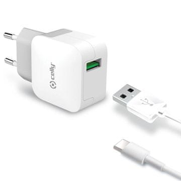 CELLY USB C zidni punjač 2.4A kompaktni