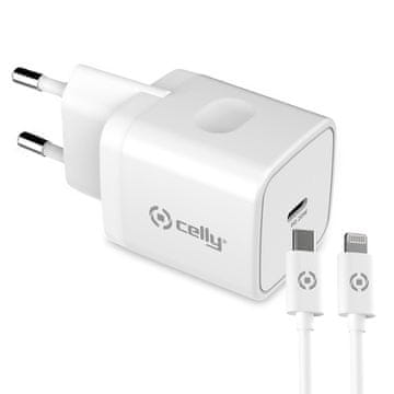 CELLY USB C PD punjač 20W s Lightning kabelom