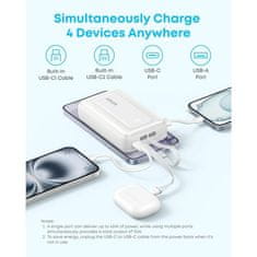 Anker Zolo Powerbank 20000 mAh, 45W s ugrađenim USB-C kabelima, crni pjenilica mlijeka