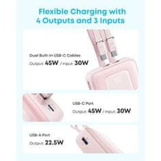 Anker Zolo Powerbank 20000 mAh, 45W s ugrađenim USB-C kabelima, crni pjenilica mlijeka