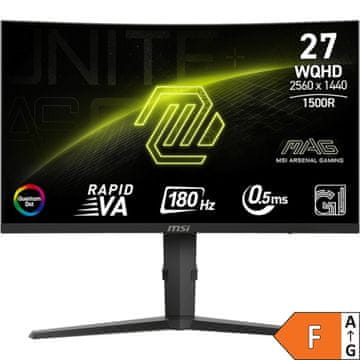 MSI MAG 275CQRF QD E2 monitor, 68,5 cm (27), WQHD, VA, 180 Hz, 0,5 ms, zakrivljeni, crni