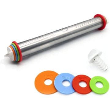 HOME & MARKER® Podesivi valjak za tijesto od nehrđajućeg čelika, 4 prstena za debljinu | THICKROLL