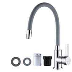 Dexxer Jednoručna kuhinjska slavina s kromiranim fleksibilnim crijevom, siva,