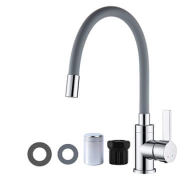 Dexxer Jednoručna kuhinjska slavina s kromiranim fleksibilnim crijevom, siva,