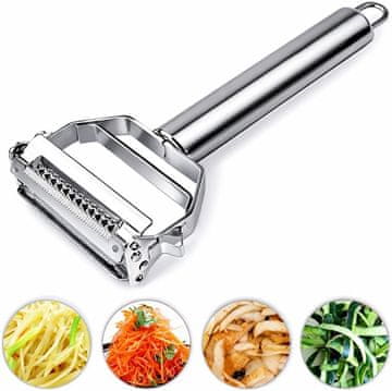Netscroll Duo ljuštilica i rezač za povrće i voće Vegistar, nehrđajući čelik, idealno za zdrave rezance i špagete, Vegistar