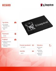 Kingston disk ssd kingston kc600 (512gb; 2.5"; sata 3.0; skc600/512g)