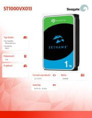 Seagate Tvrdi disk HDD Seagate SkyHawk 1TB 3,5" SATA ST1000VX013