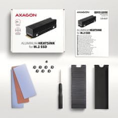 AXAGON Clr-m2xt pasivni aluminijski hladnjak za m.2 ssd disk, aluminijsko kućište, silikonski toplinski jastučići, visina 24mm