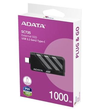 AData Vanjski SSD disk SC735 1TB U3.2C 1000/1000MB/s sivi