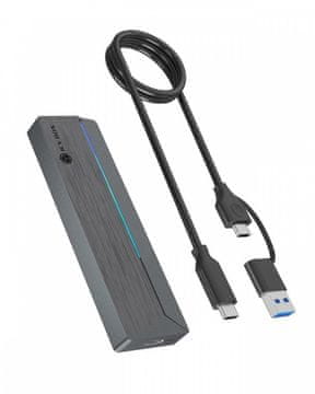 IcyBox Kućište diska ib-1826mcl-cu31 m.2 nvme i sata, RGB osvjetljenje, USB 3.2 gen 2, 10 Gbps