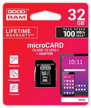 GoodRam MicroSDHC memorijska kartica 32GB cl10 + adapter